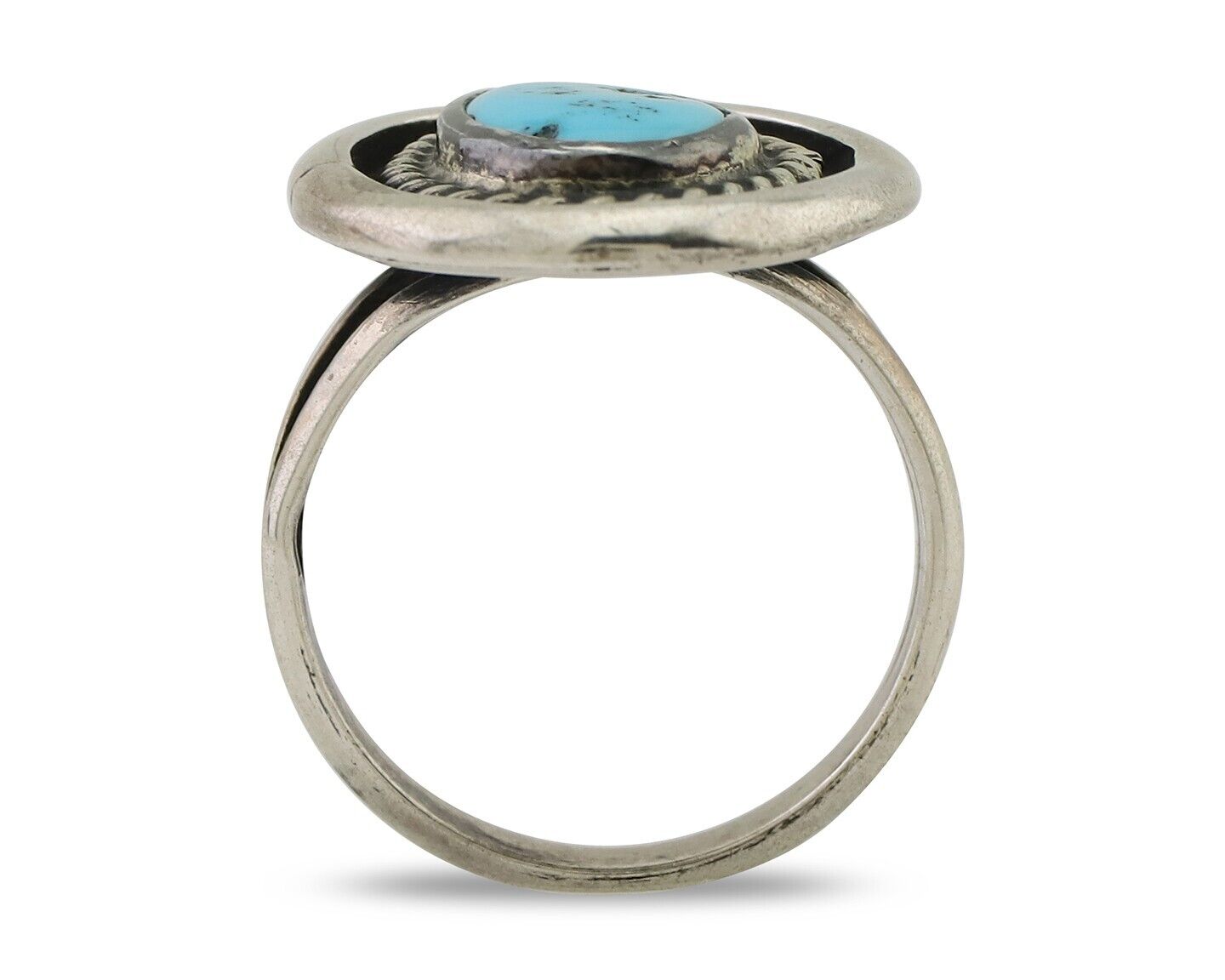 Navajo Ring 925 Silver Sleeping Beauty Turquoise Native Artist C.80's