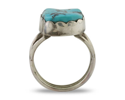 Navajo Ring 925 Silver Natural Blue Turquoise Signed Tony Guerro C.80's