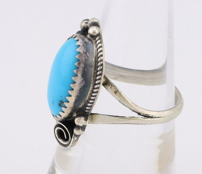 Navajo Ring 925 Silver Sleeping Beauty Turquoise Signed Justin Morris C.80's