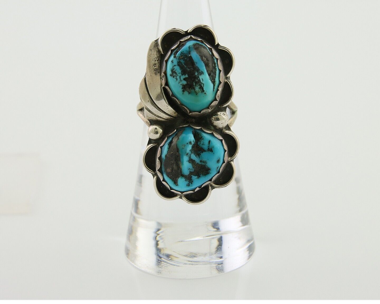 Navajo Handmade Ring 925 Silver Turquoise Artist Signed F C.80's