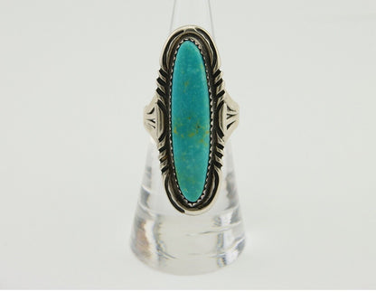 Navajo Hand Stamped Ring 925 Silver Turquoise Native Artist Begay C.80's