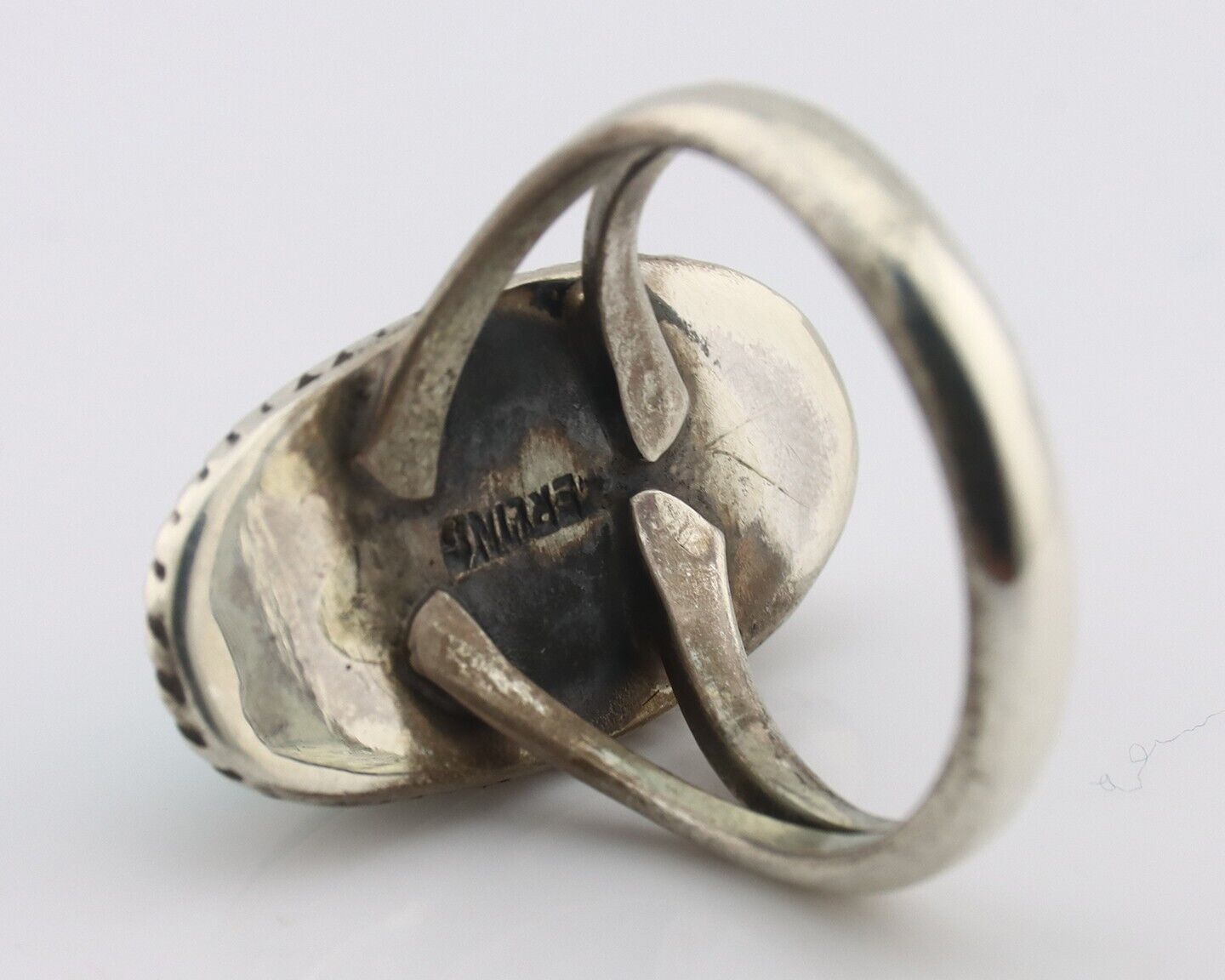 Navajo Ring .925 Silver Natural Kingman Turquoise Native American Artist C.80's