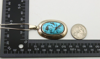 Navajo Necklace 925 Silver Natural Turquoise Artist Signed C Montoya C.80's