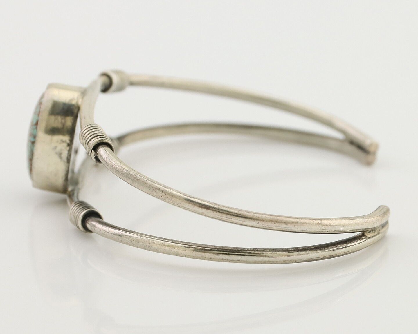 Navajo Bracelet 925 Silver Natural Blue Turquoise Native American Artist C.80's