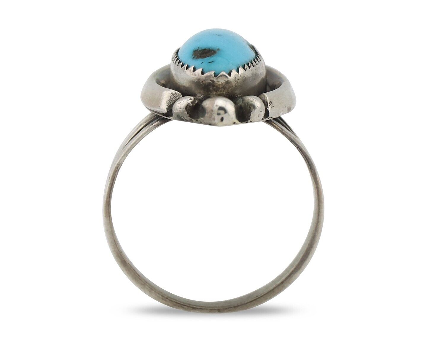 Navajo Ring .925 Silver Sleeping Beauty Turquoise Signed SkyStone Creations C80s