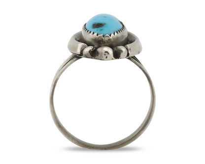 Navajo Ring .925 Silver Sleeping Beauty Turquoise Signed SkyStone Creations C80s