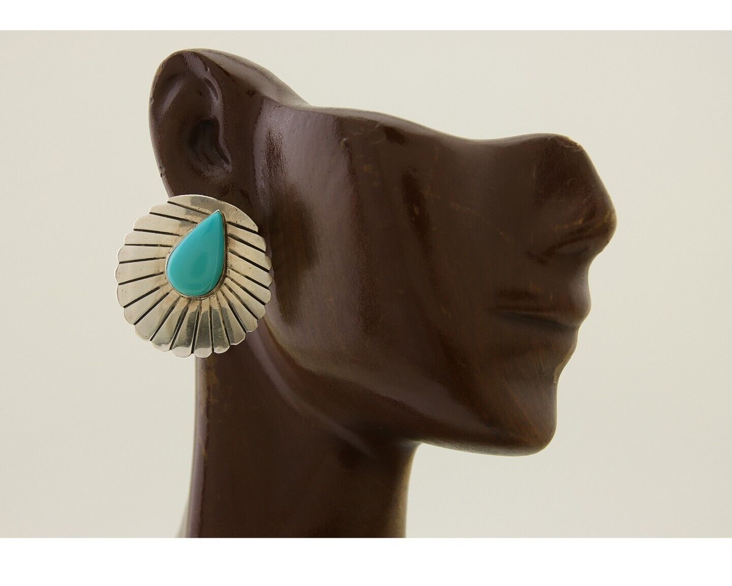 Navajo Earrings 925 Silver Natural Blue Native American Artist C.80's