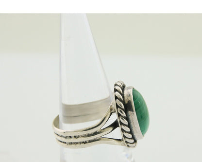 Navajo Ring 925 Silver Natural Malachite Native American Artist C.80's