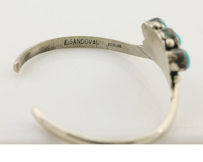 Navajo Bracelet 925 Silver Morenci Turquoise Artist Signed Frank Sandoval C.80's