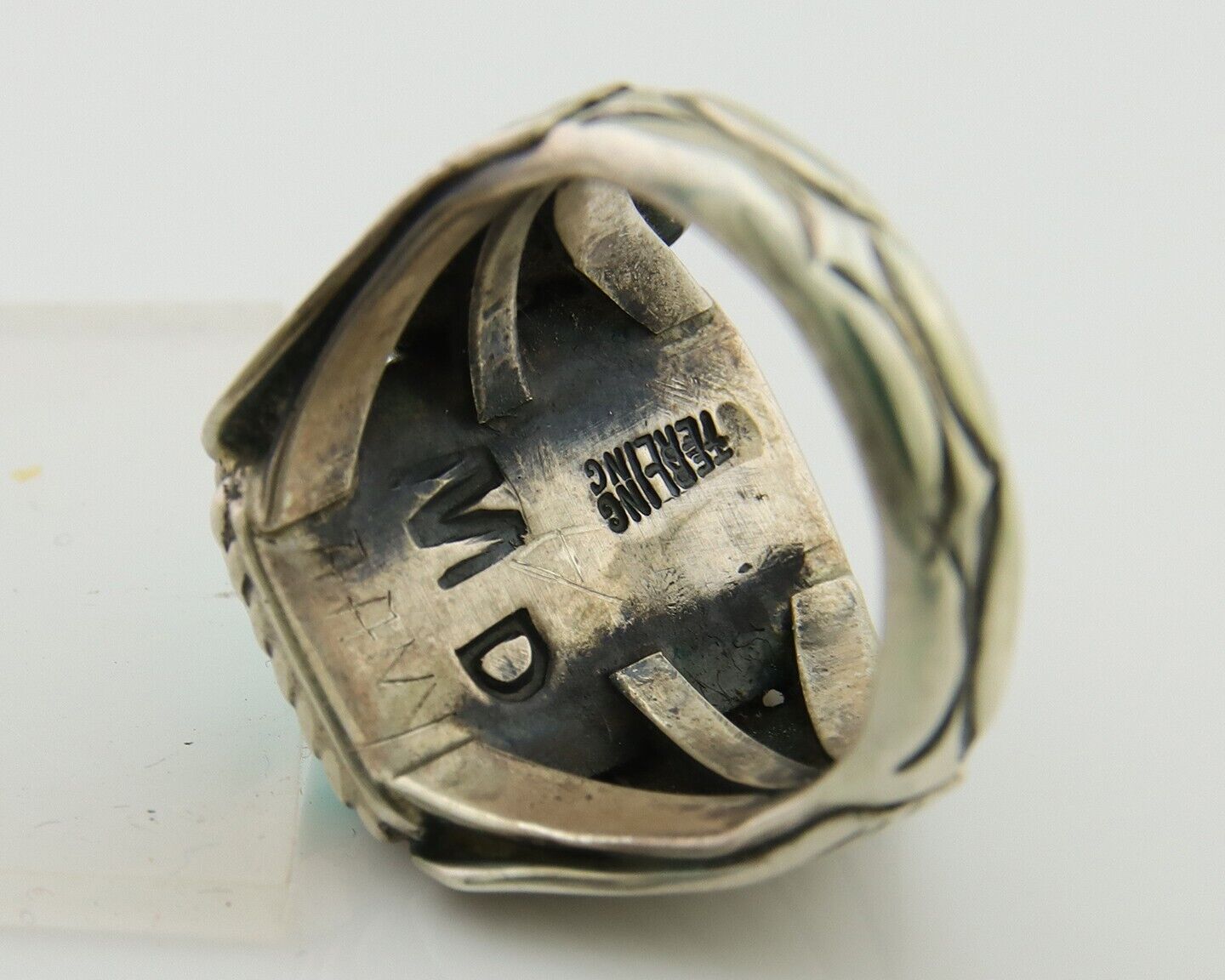 Navajo Ring .925 Silver Turquoise Artist Signed Mary Dayea C.80's