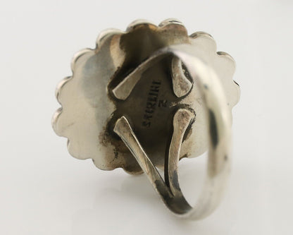 Navajo Handmade Ring 925 Silver Natural Fire Opal Native Artist Size 7.75 C.80's