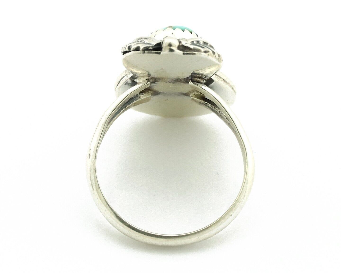 Navajo Ring .925 Silver Natural Mined Southwest Turquoise Artist Signed SN C80s