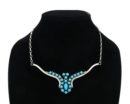 Navajo Necklace 925 Sterling Silver SB Turquoise Artist Signed LT C.80's