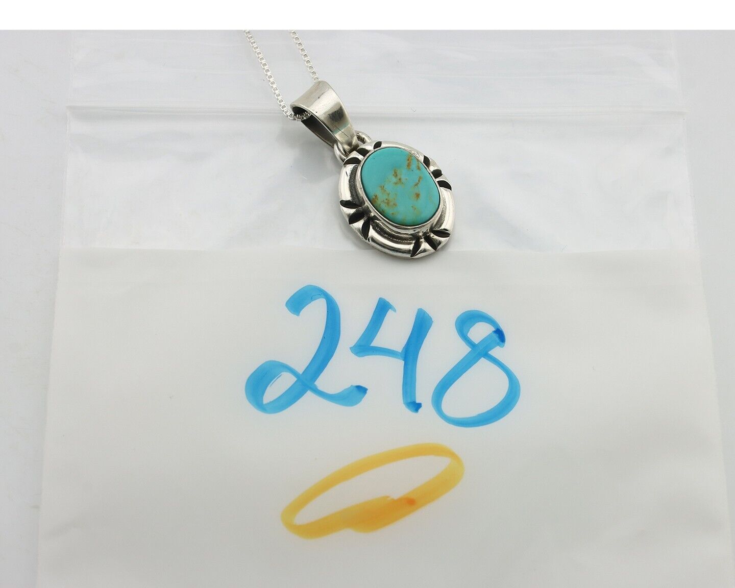 Navajo Necklace 925 Silver Arizona Turquoise Handmade Signed Gecko C.90's