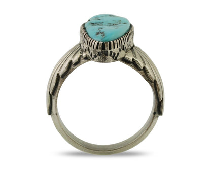 Navajo Ring 925 Silver Sleeping Beauty Turquoise Artist Signed DK C.80's