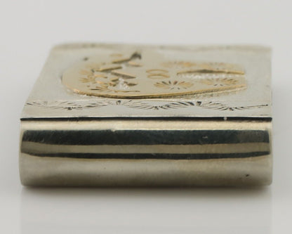 Navajo Money Clip .925 Silver Gold Plate & .999 Nickle Native Artist C.80's