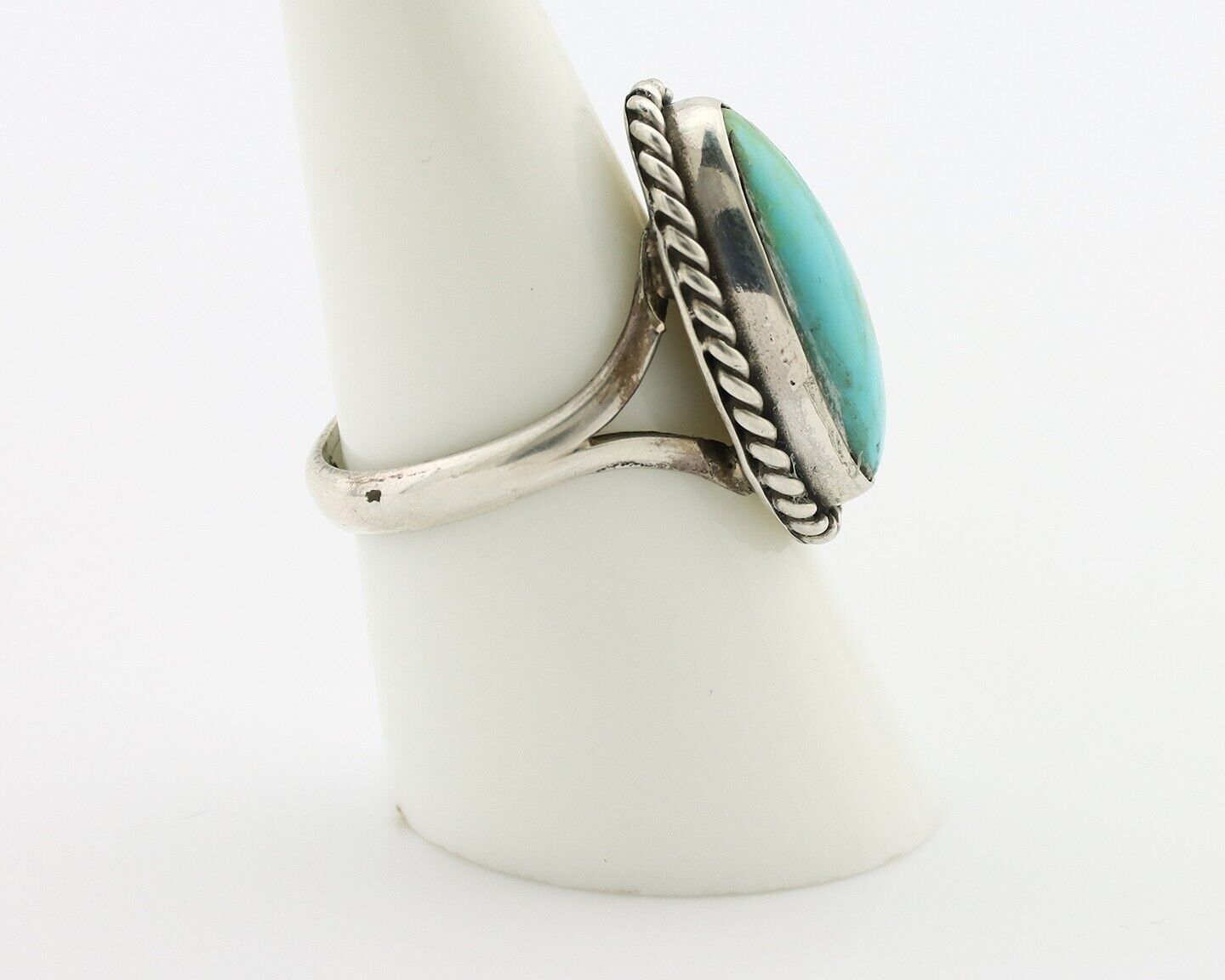Navajo Ring 925 Silver Natural Kingman Turquoise Native American Artist C.80's