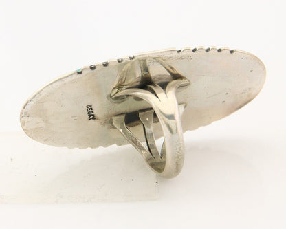 Navajo Ring 925 Sterling Turquoise Signed Begay C.80's Size 7.5