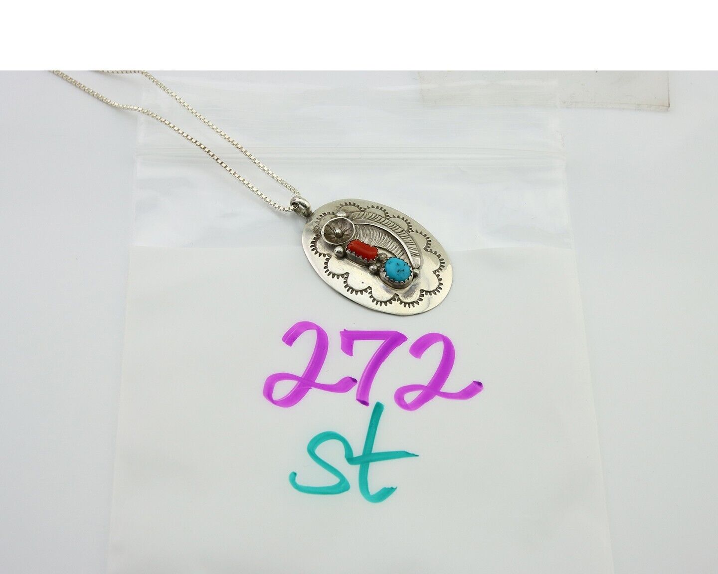 Navajo Necklace 925 Silver Spiderweb Turquoise Native American Artist C.80's