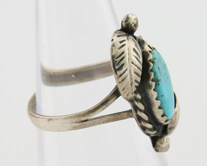 Navajo Ring 925 Silver Natural Blue Turquoise Native American Artist C.80's