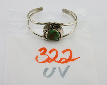 Navajo Cuff Bracelet 925 Silver Turquoise Artist Signed C Davis C.80's