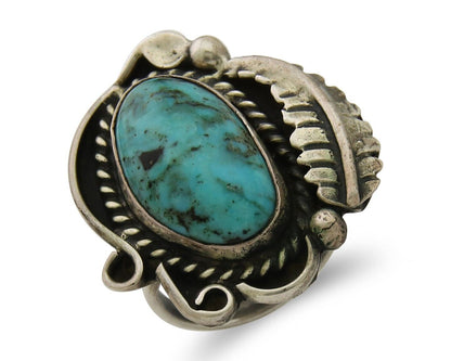 Navajo Ring 925 Sterling Blue Turquoise Native American Artist C.80's