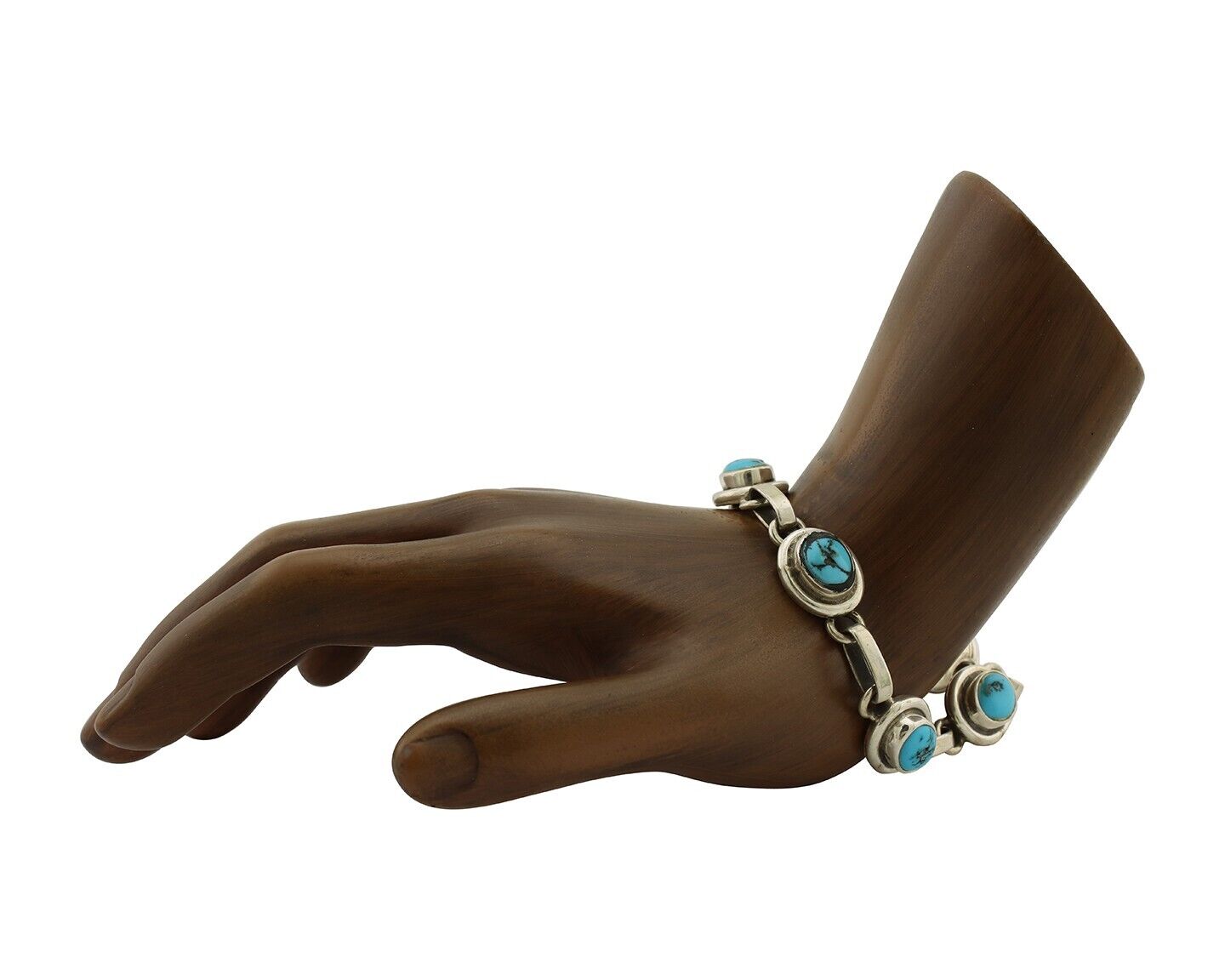 Navajo Link Bracelet 925 Silver Sleeping Beauty Turquoise Native American C80s