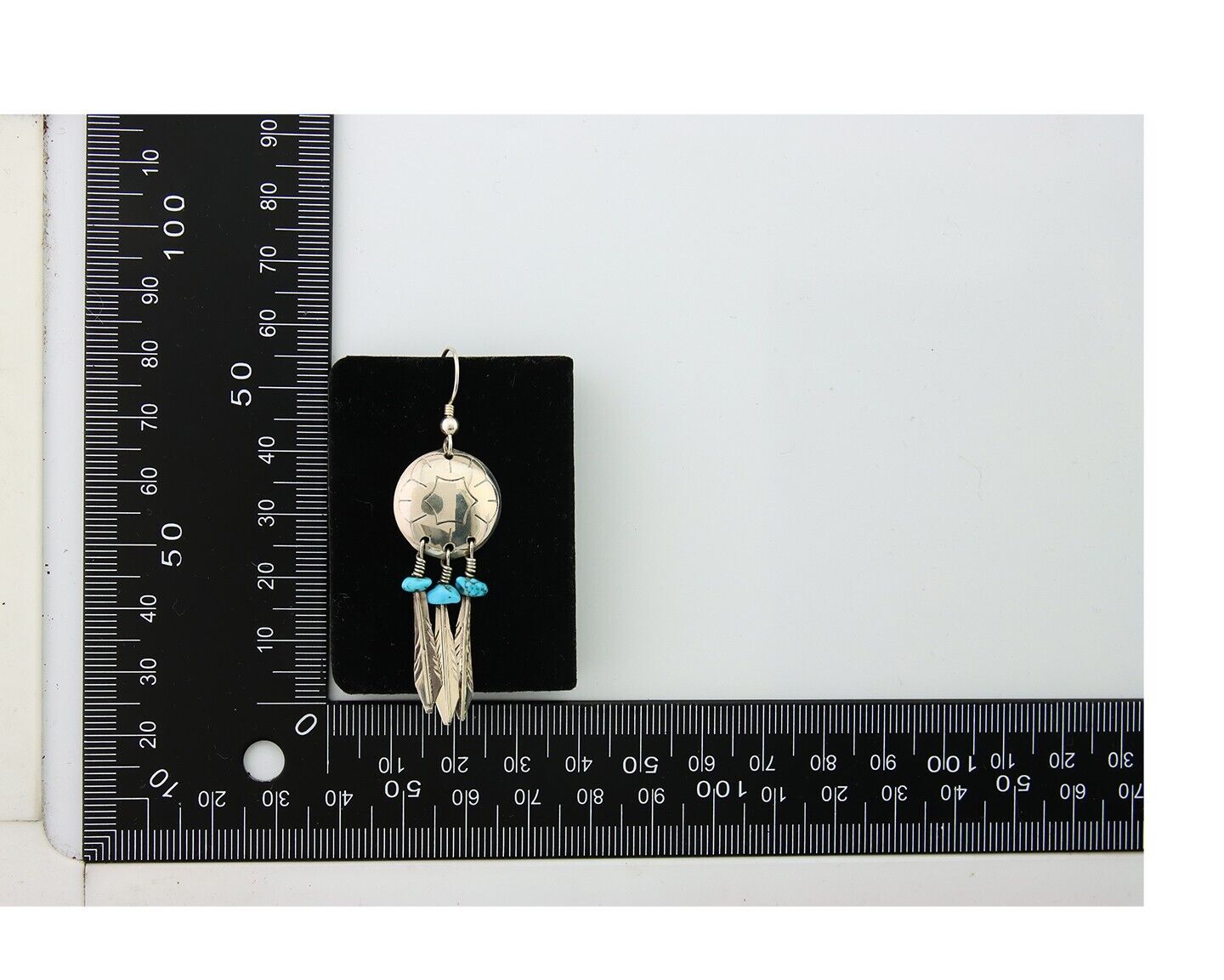 Navajo Earrings 925 Silver Dream Catcher Natural Turquoise Native Artist C.80's