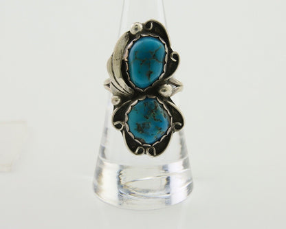 Navajo Ring 925 Silver Blue Turquoise Artist Signed Zazzie C.80's