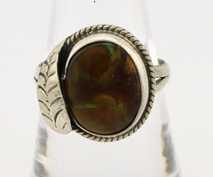 Navajo Handmade Ring 925 Silver Natural High Grade Fire Opal Native Artist C.80s