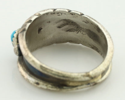 Zuni Ring .925 Silver Natural Sleeping Beauty Turquoise Signed MZR C.80's