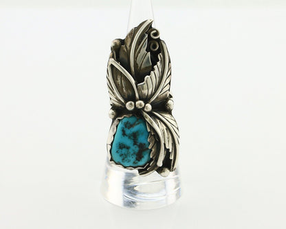 Navajo Ring 925 Silver Sleeping Beauty Turquoise Artist Signed DL C.80's