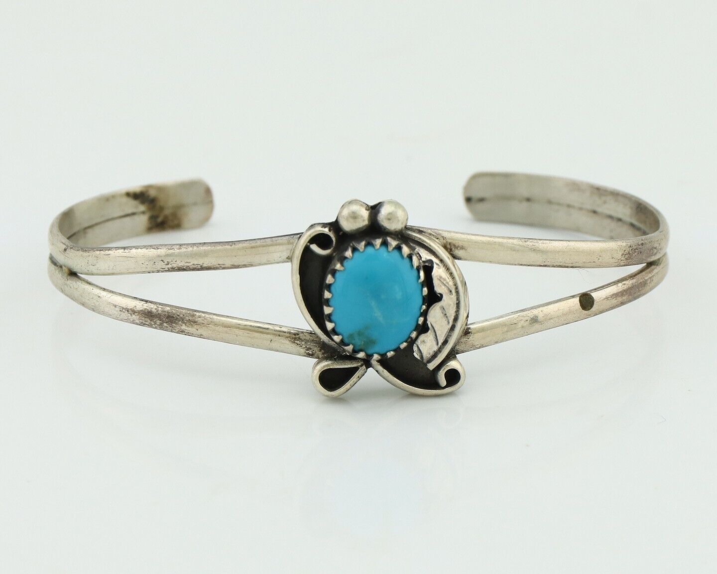 Navajo Slave Bracelet 925 Silver Arizona Turquoise Native American Artist C.80's