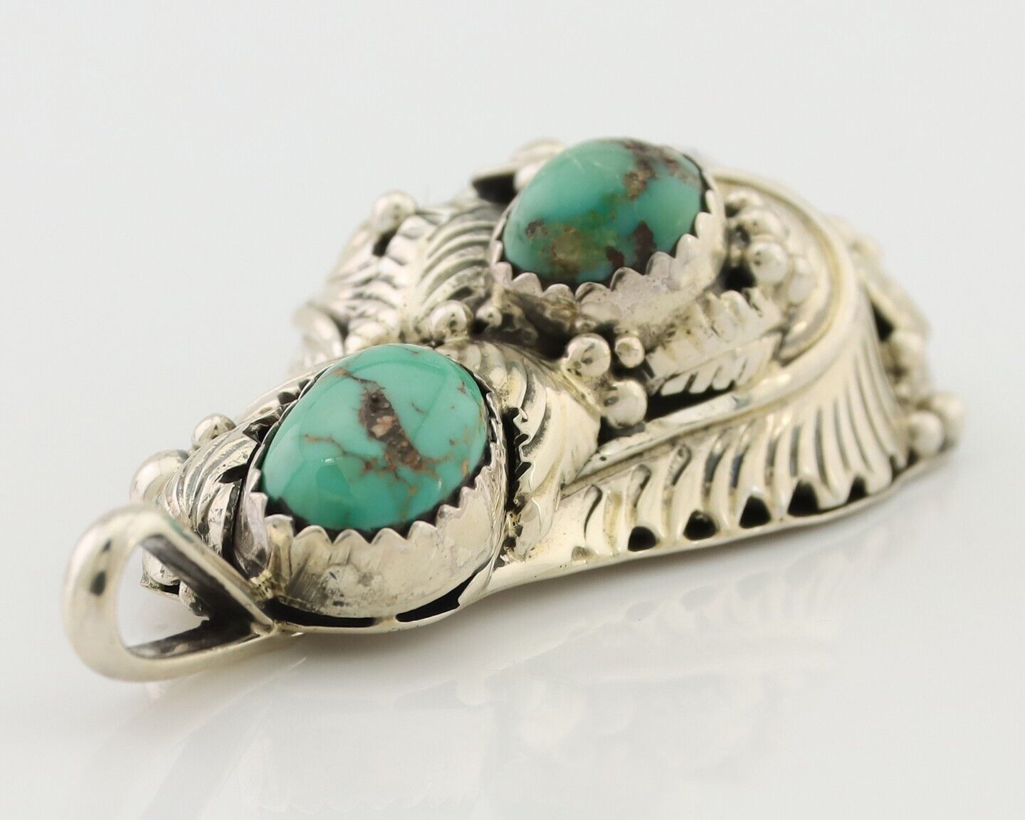 Navajo Pendant 925 Silver Natural Bisbee Turquoise Signed Tom Willeto C.80's