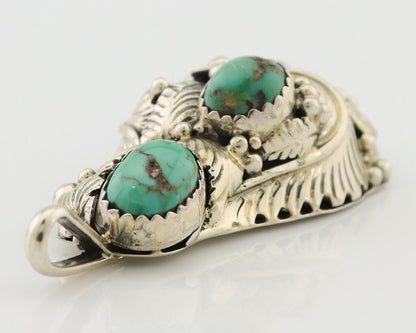 Navajo Pendant 925 Silver Natural Bisbee Turquoise Signed Tom Willeto C.80's