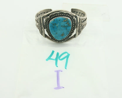 Navajo Bracelet 925 Silver Turquoise Cuff Artist Signed JTL C.80's