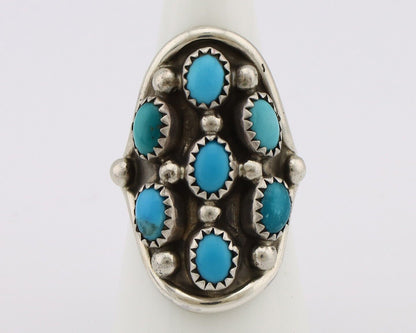 Navajo Ring .925 Silver Natural Blue Turquoise Signed L Henderson C.80's
