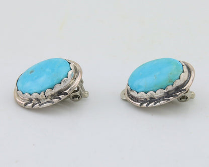 Navajo Paw Earrings 925 Silver Blue Turquoise Native American Artist C.80's
