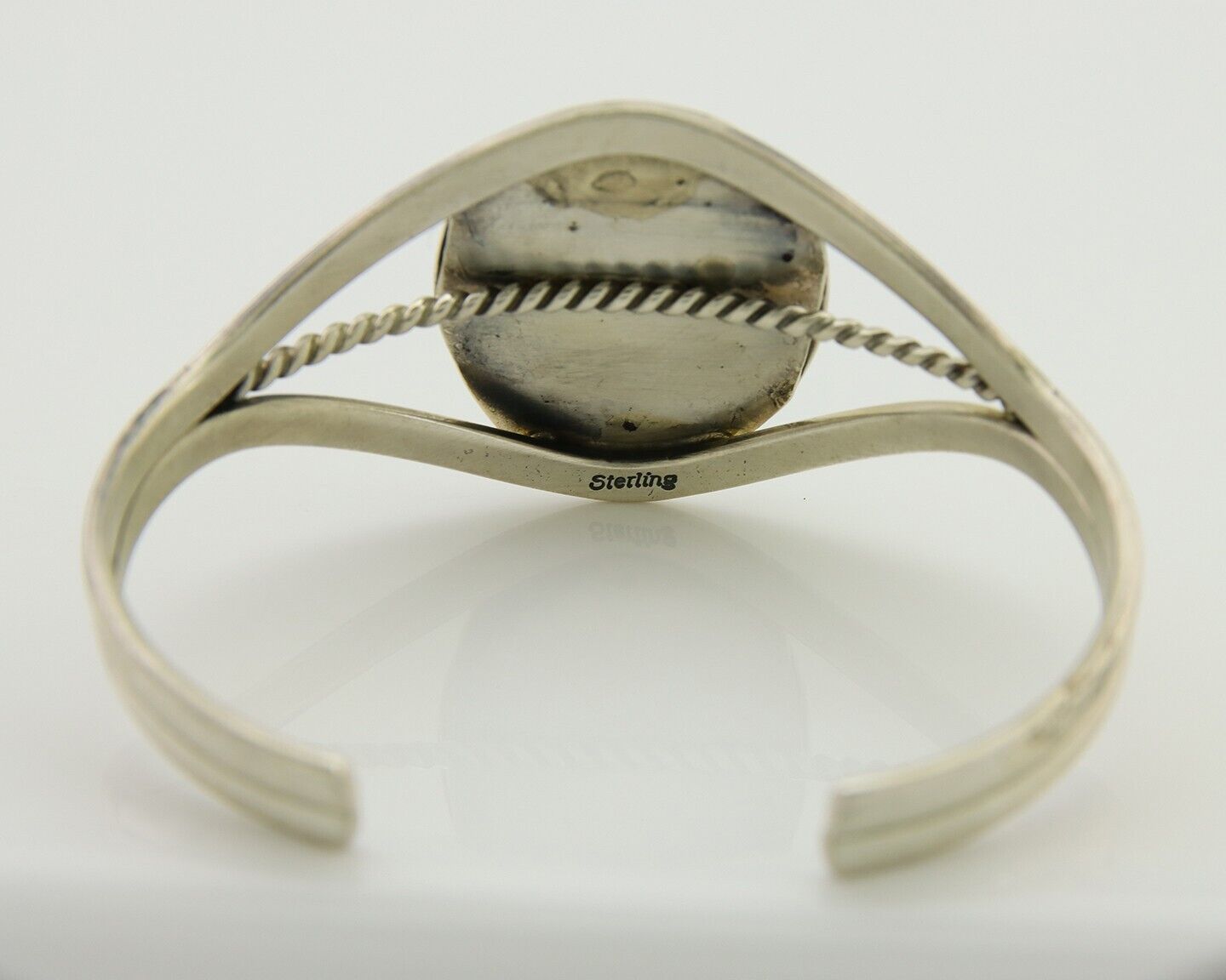 Navajo Cuff Bracelet Natural Malachite 925 Silver Native American Artist C.80s