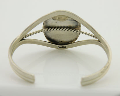 Navajo Cuff Bracelet Natural Malachite 925 Silver Native American Artist C.80s