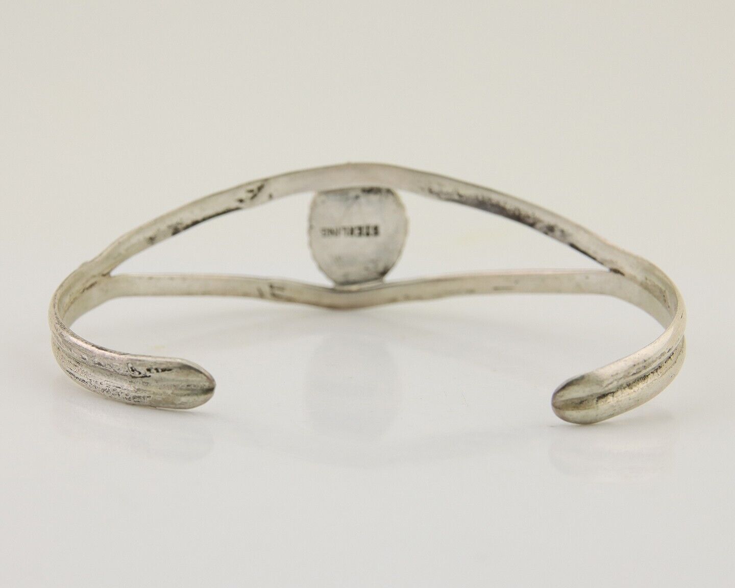 Navajo Hand Stamped Cuff Bracelet Turquoise 925 Silver Native American Artist