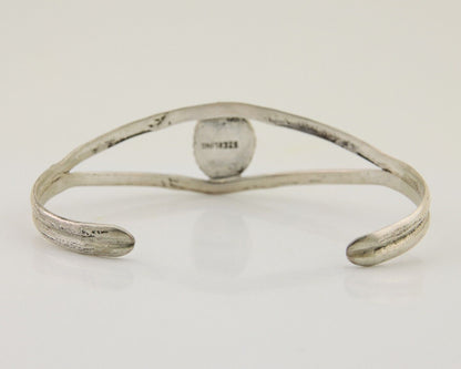 Navajo Hand Stamped Cuff Bracelet Turquoise 925 Silver Native American Artist