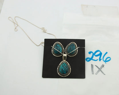 Navajo Necklace Earrings Set Sterling Silver Turquoise Vintage Signed Begay