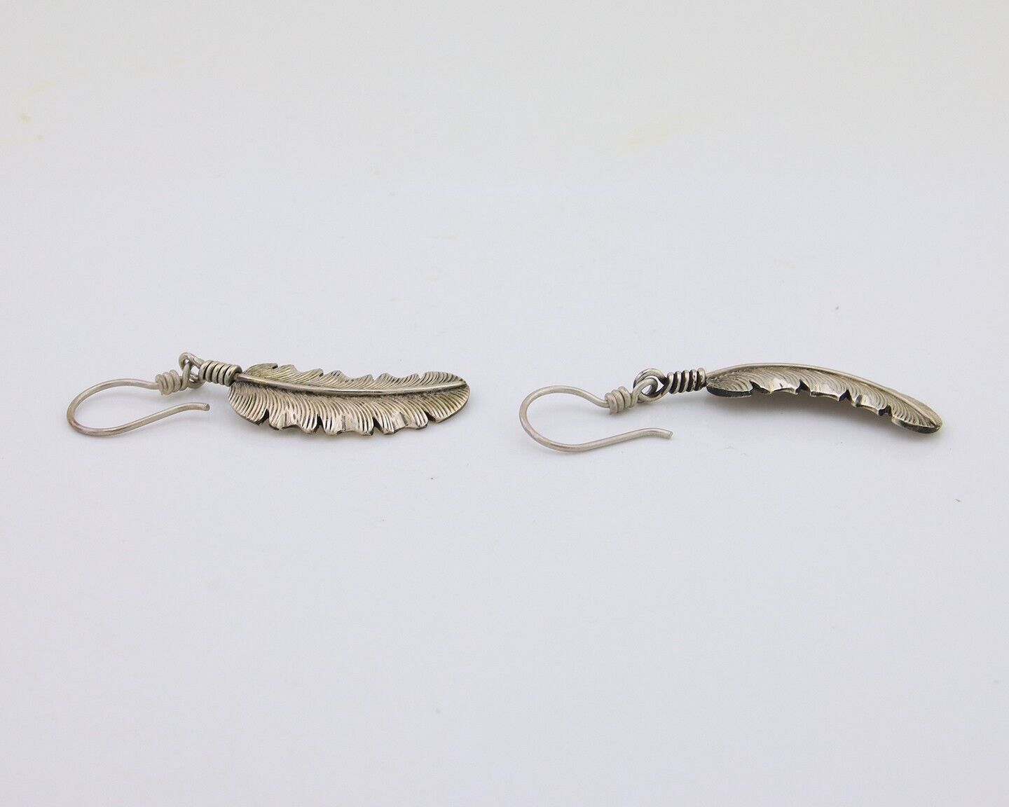Navajo Eagle Feather Dangle Earrings 925 Silver Artist Signed D Lerma C.80's