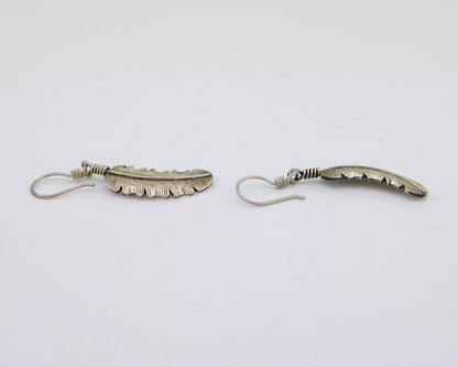 Navajo Eagle Feather Dangle Earrings 925 Silver Artist Signed D Lerma C.80's