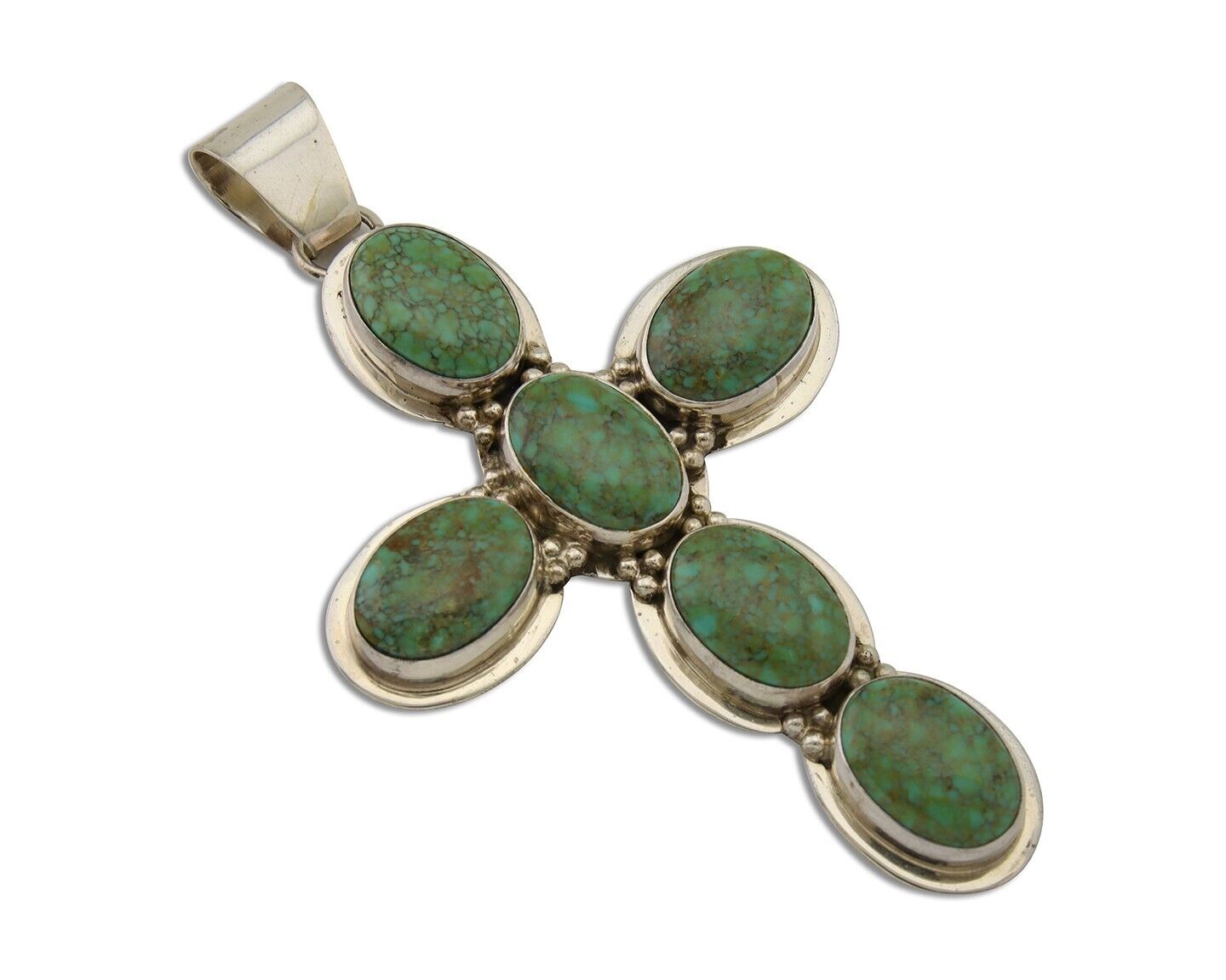 Navajo Large Pendant 925 Silver Natural Turquoise Signed Melissa Yazzie C.80's