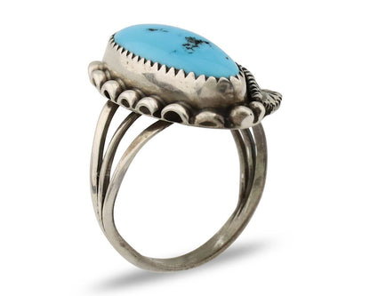 Navajo Ring 925 Silver Sleeping Beauty Turquoise Signed SC C.80's