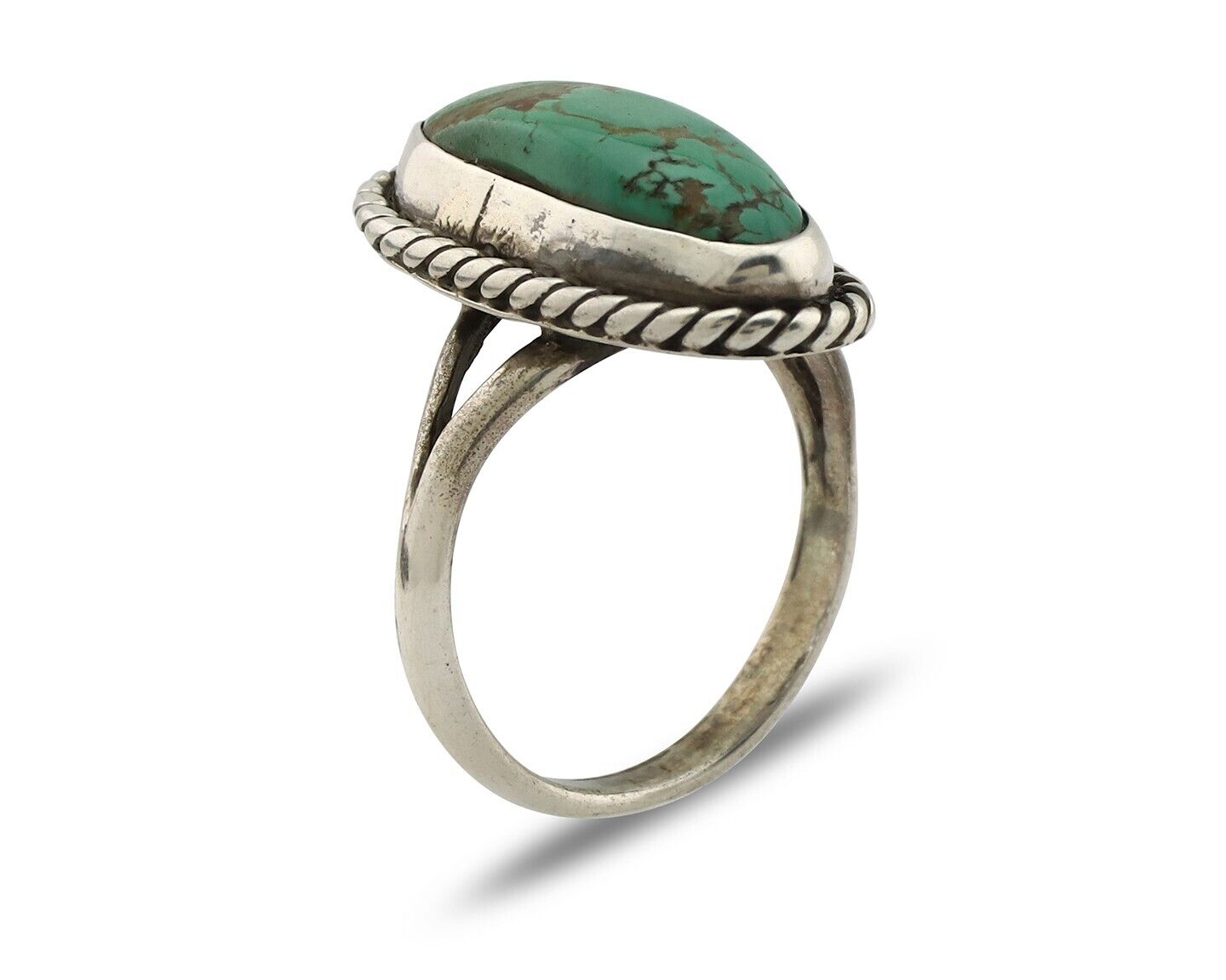 Navajo Ring 925 Silver Kingman Turquoise Artist Signed M Montoya C.80's