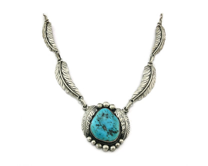 Navajo Necklace Natural Green Turquoise Vintage Signed M Montoya C.80's