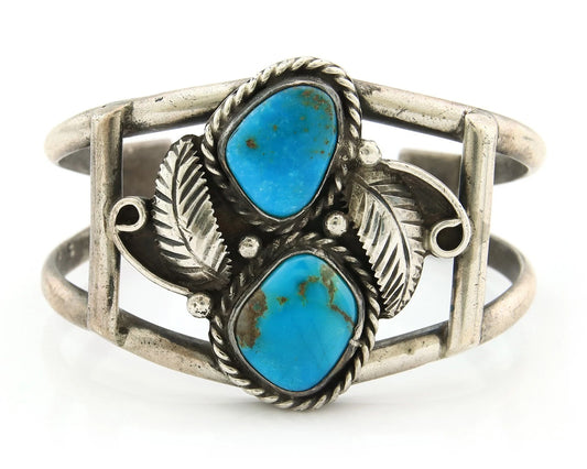Navajo Cuff Bracelet Sterling Silver Natural Turquoise Native Vintage